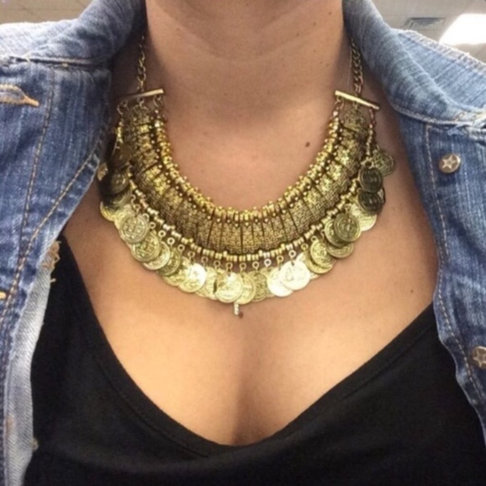 Boho Gold Coin Necklace! NEW!